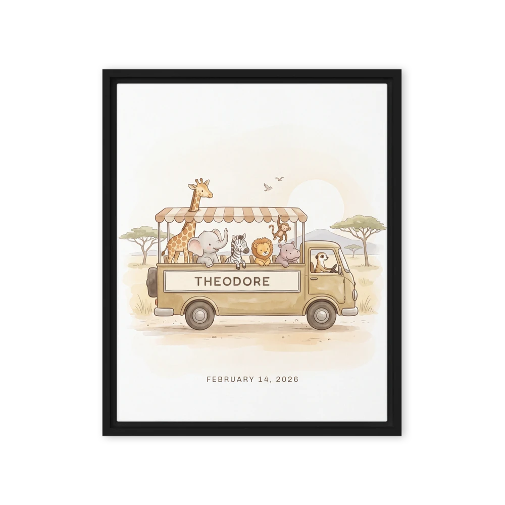 Nursery Name Art — Safari Bus