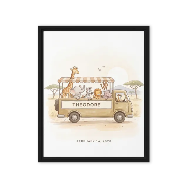 Nursery Name Art — Safari Bus