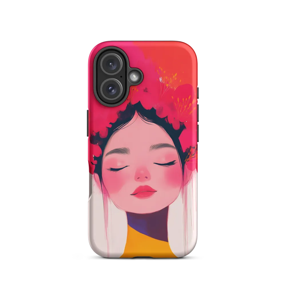 Serene Woman Portrait with Flowers | Phone Case
