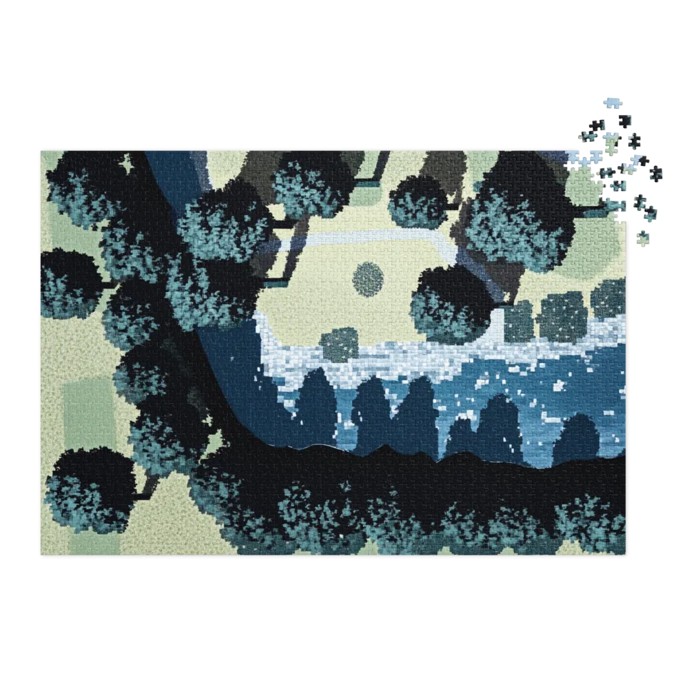 Riverside Pixel Tapestry 
 Jigsaw Puzzle in Tin Box