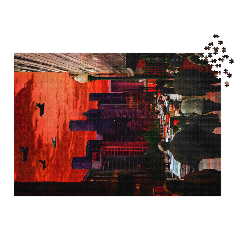 Crimson Apocalypse City 
 Jigsaw Puzzle in Tin Box