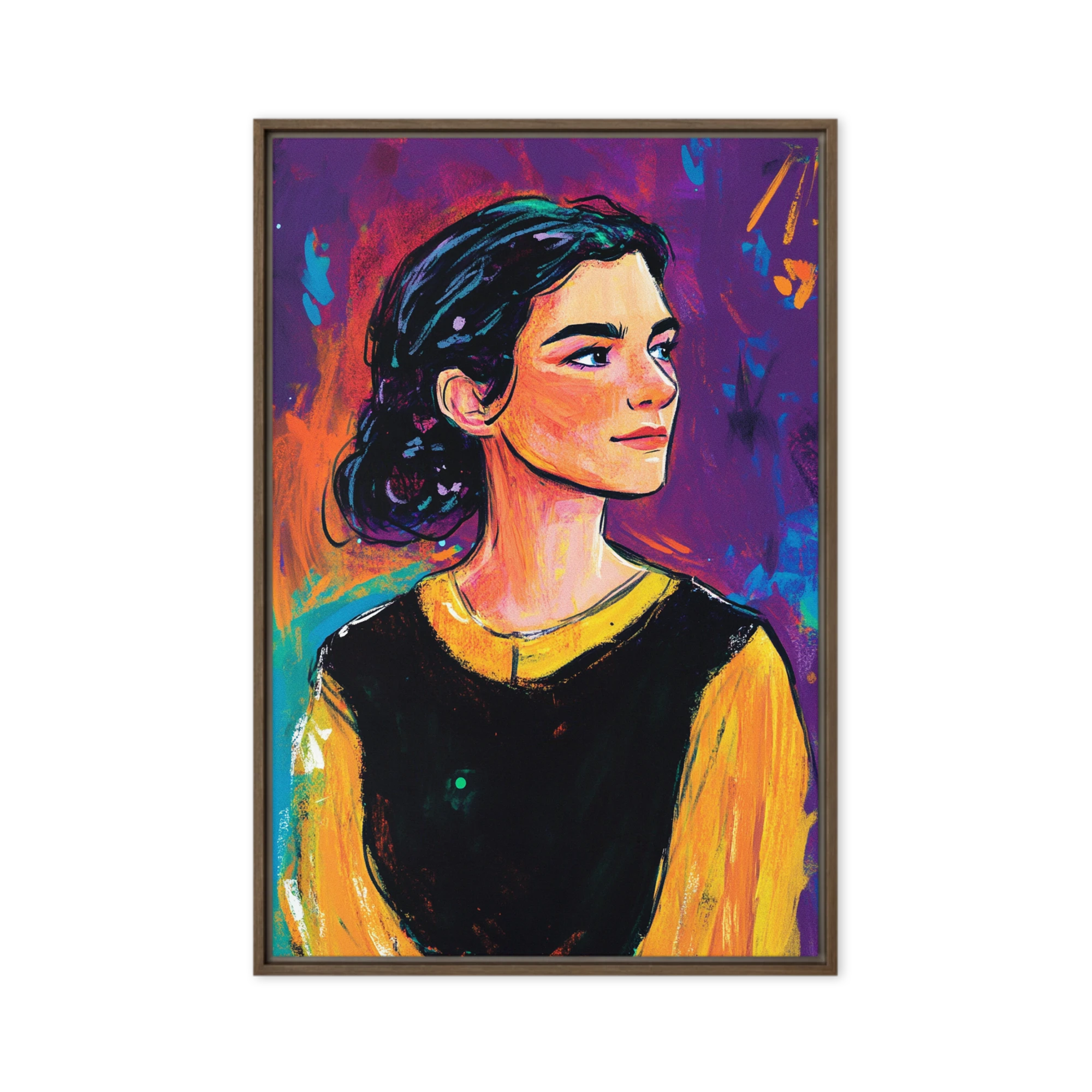 Contemplative Portrait in Vibrant Hues | Art Print