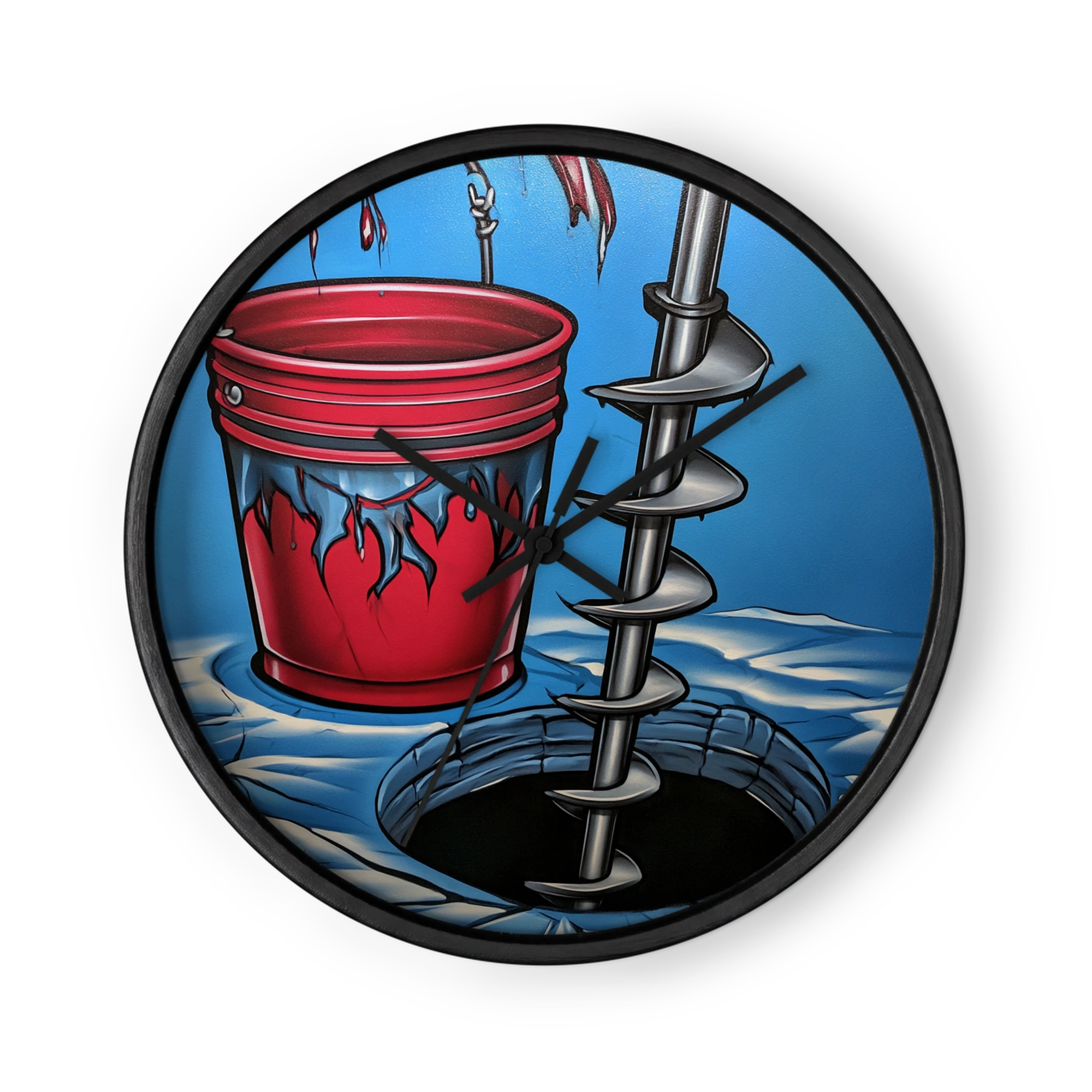 Red Bucket and Ice Auger