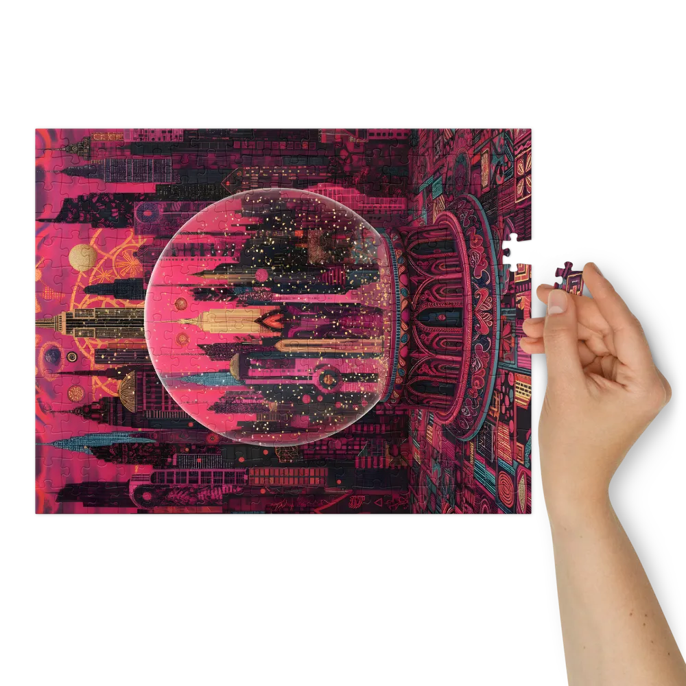 Magenta City Globe | Jigsaw Puzzles