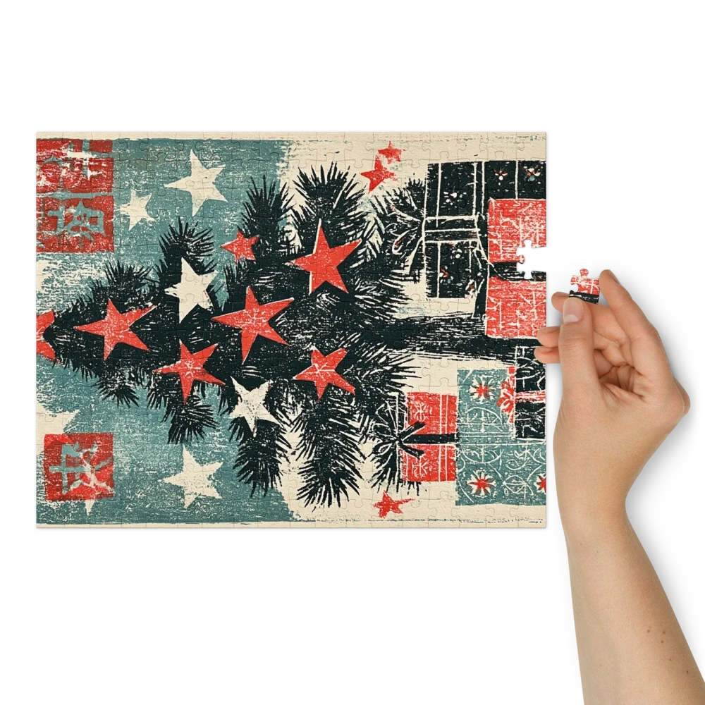 Linocut Christmas Tree | Jigsaw Puzzles