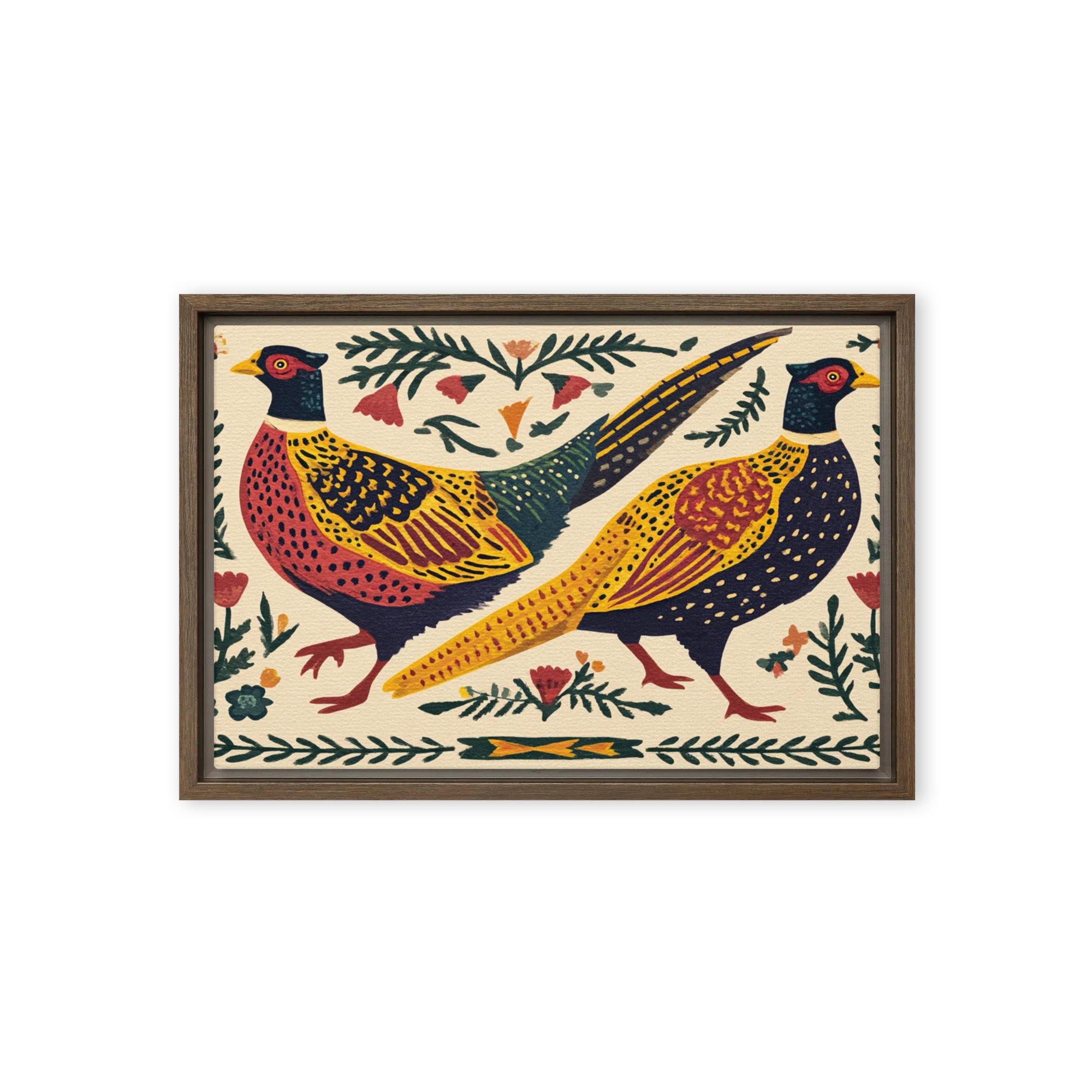 The Golden Pheasants 
 Poster with Red oak Frame | 20″x 30″