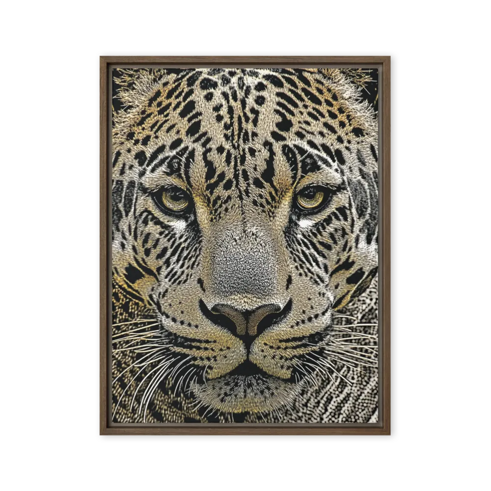 Stippled Leopard Portrait 
 Poster with Black Frame | 20″x 30″