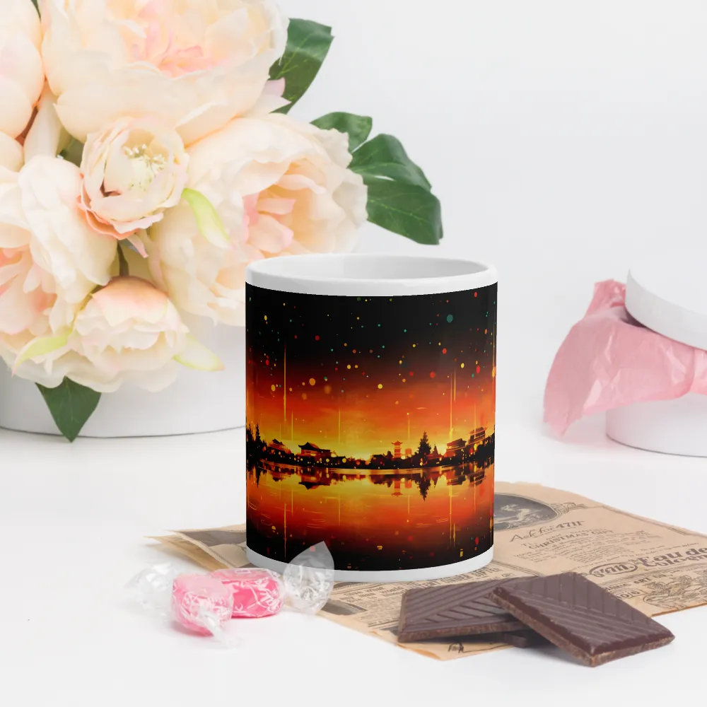 Pagoda Reflections at Dusk 
 Mug with Red inside | 15 oz
