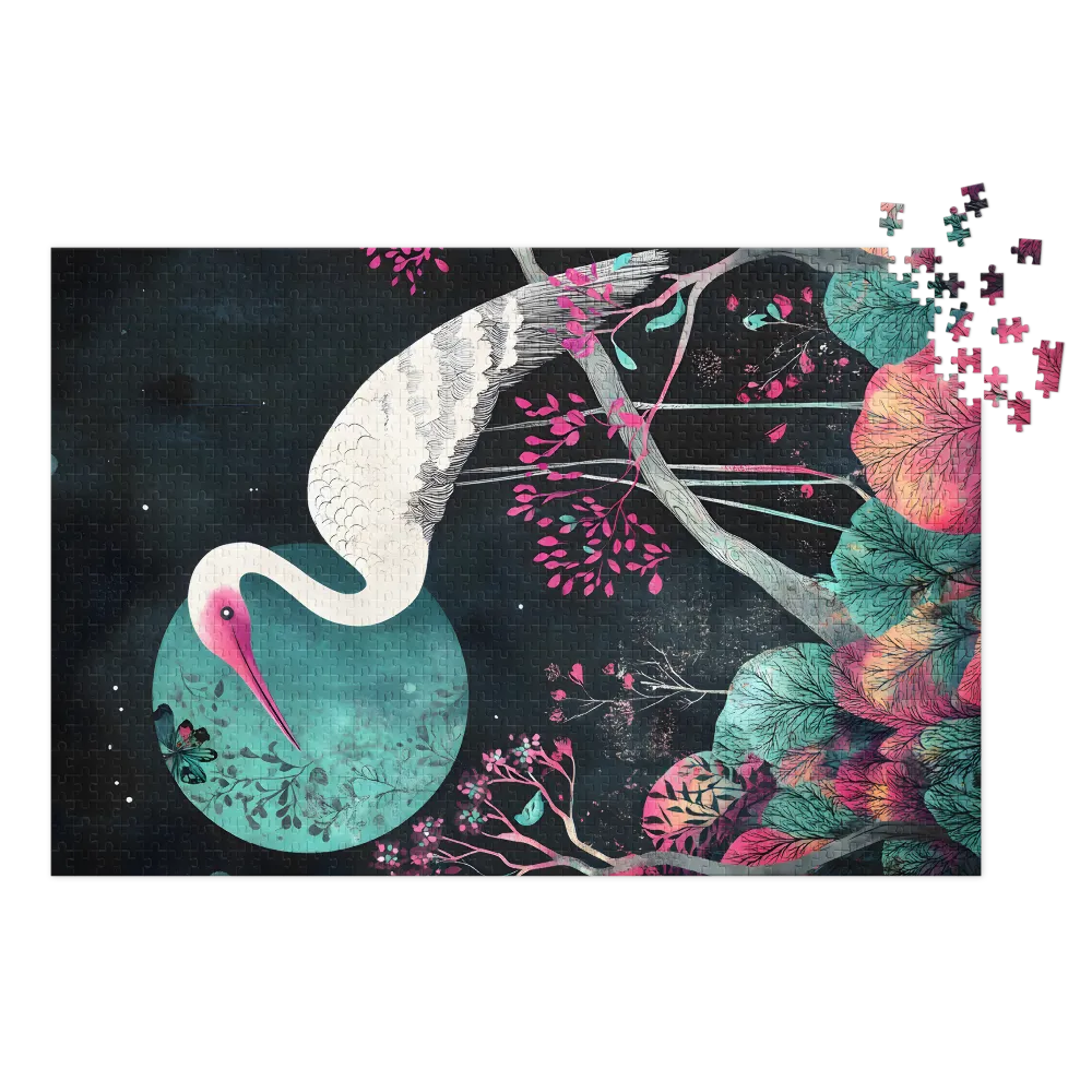 Enchanted Heron Night 
 Jigsaw Puzzle in Tin Box