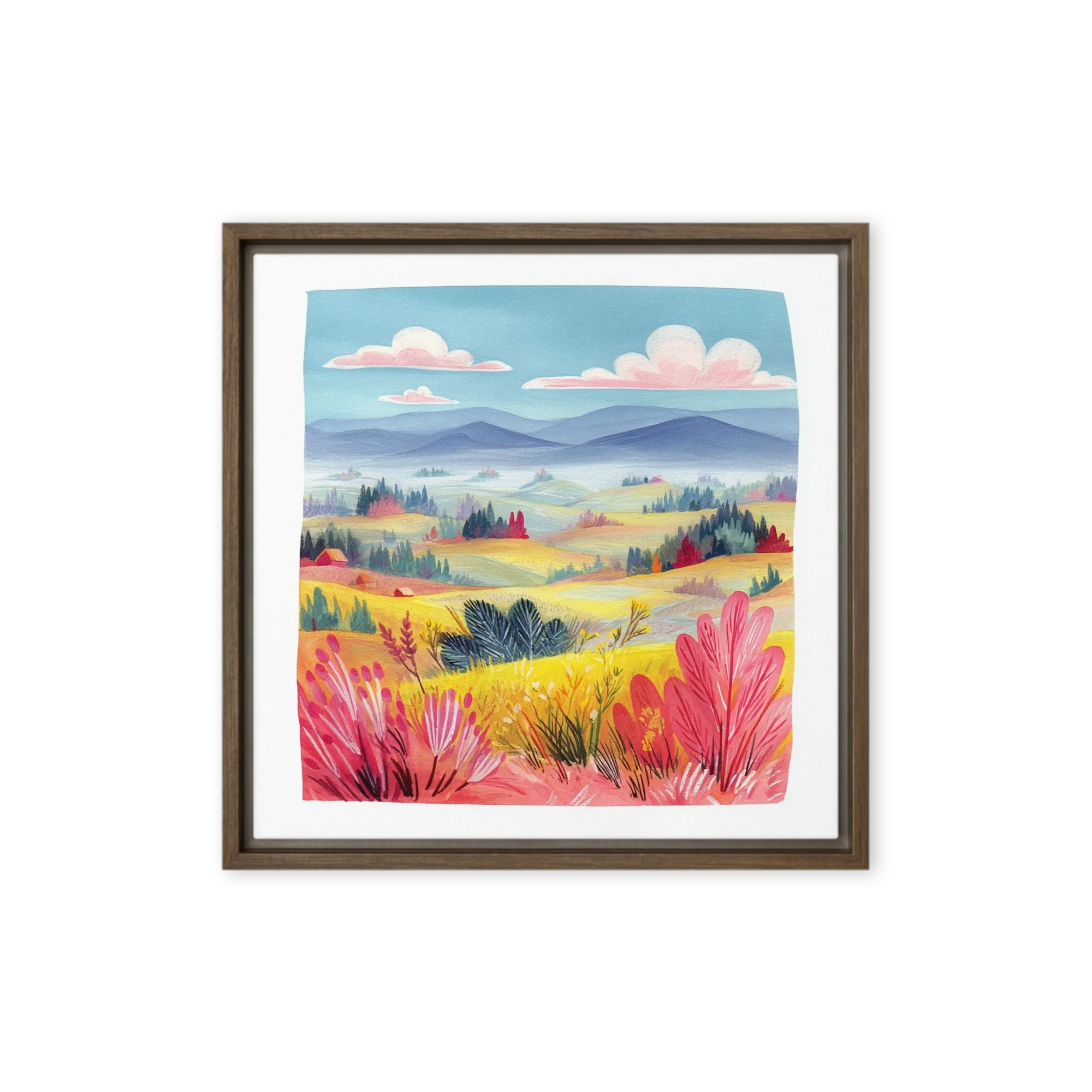 Pink Clouds Over Pastoral Hills | Art Print