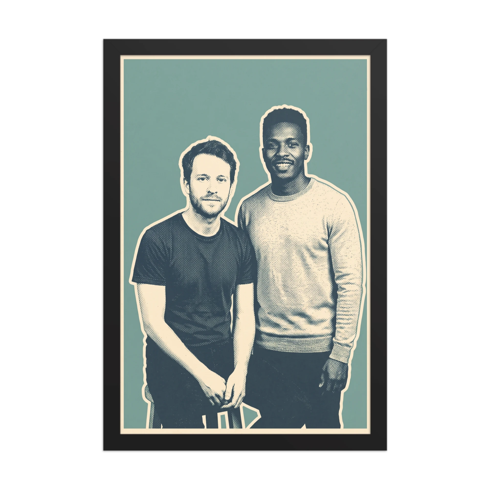 Duotone Screenprint Couple Portrait — example