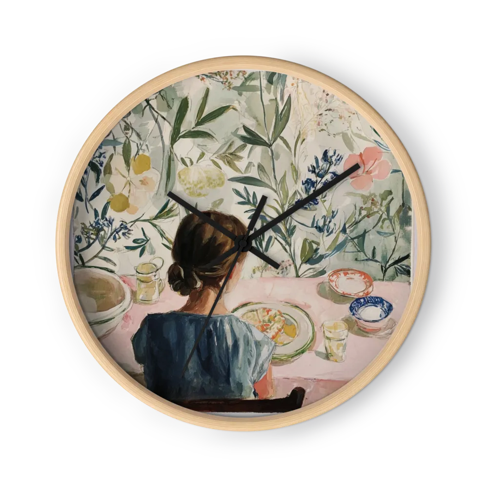 Serene Meadow Aquarelle Wall Clocks — Rose, Navy and Sage