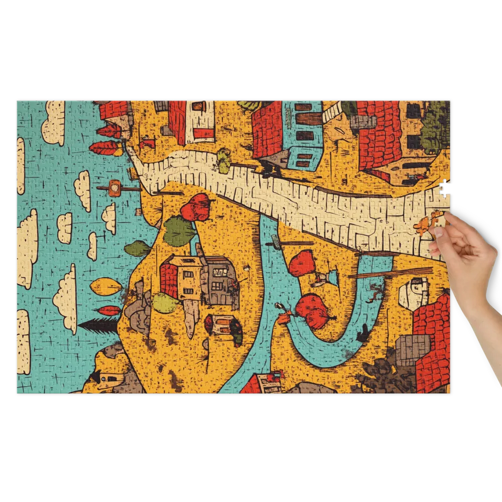 Paisagem de Aldeia Caprichosa 
 Puzzle em caixa de metal