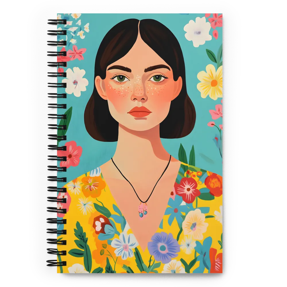 Floral Portrait of a Young Woman 
 Spiral Notebook | 140 pages