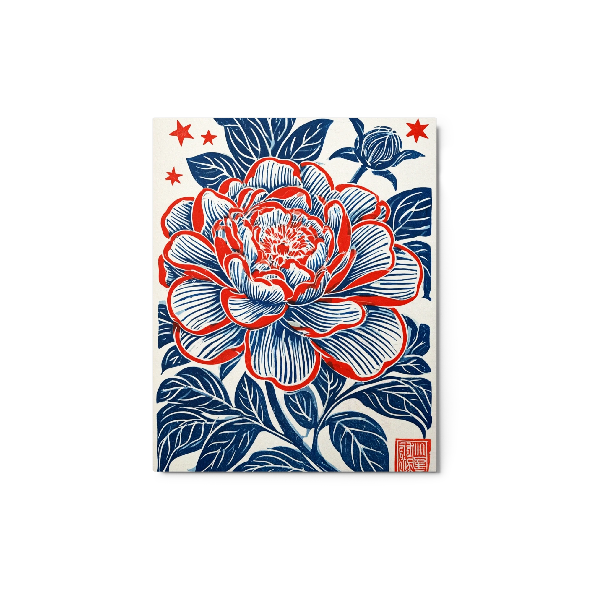 Red Peony Linocut