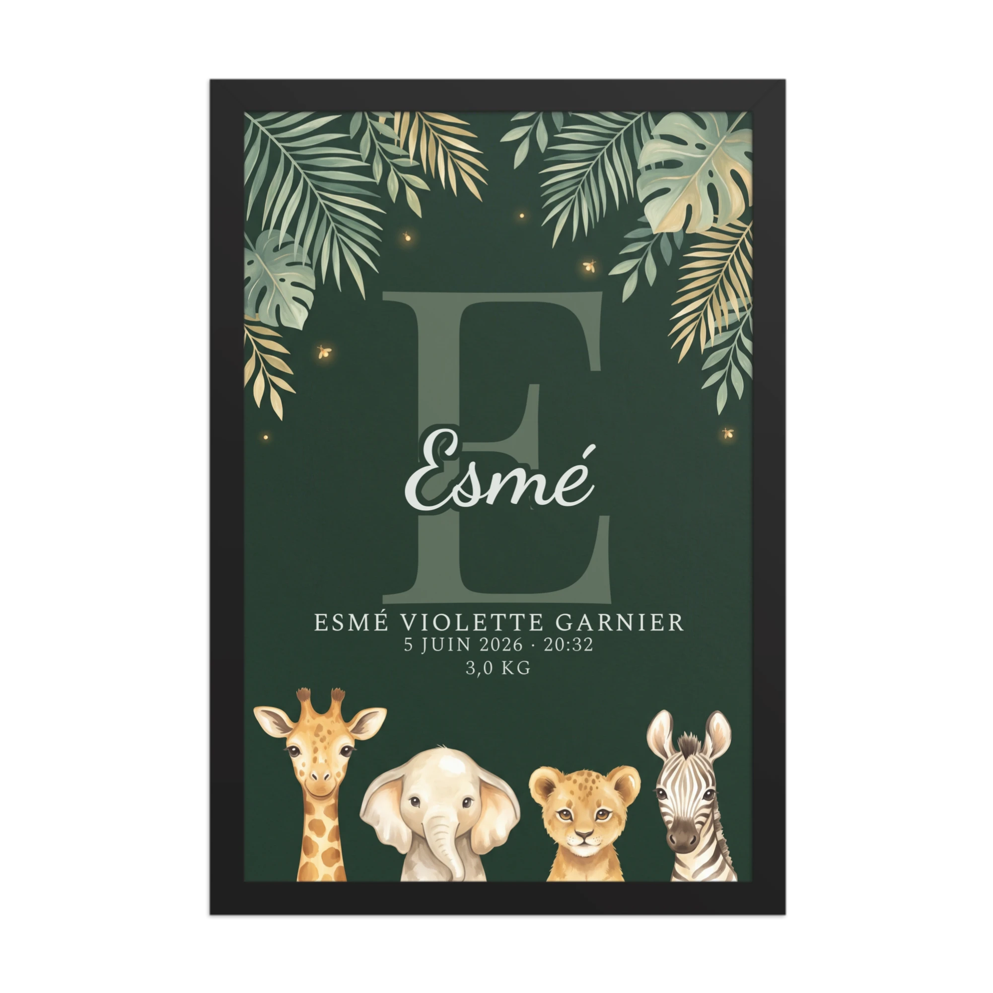 Emerald Jungle Nursery Name Art — example