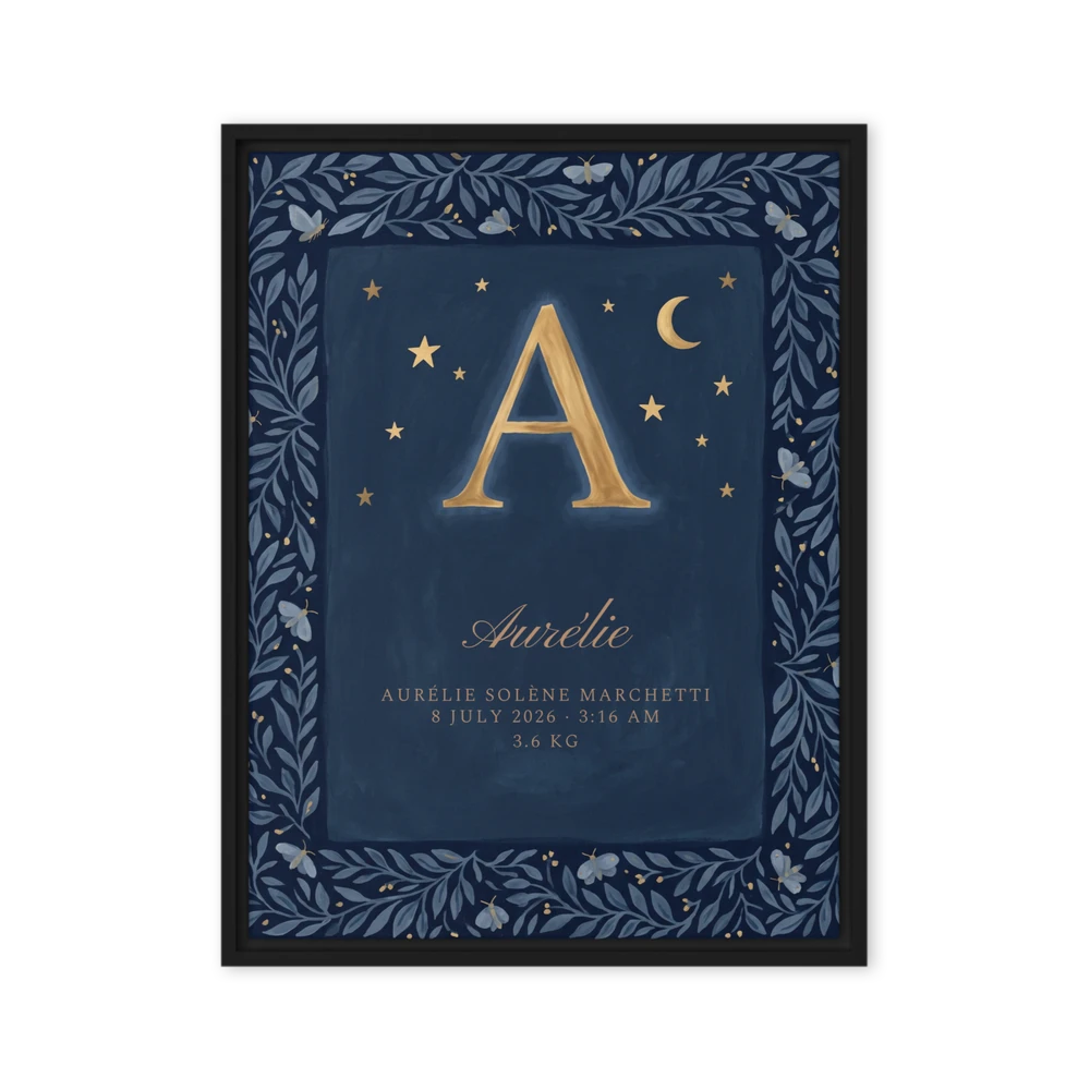 Nursery Name Art — Midnight Initial