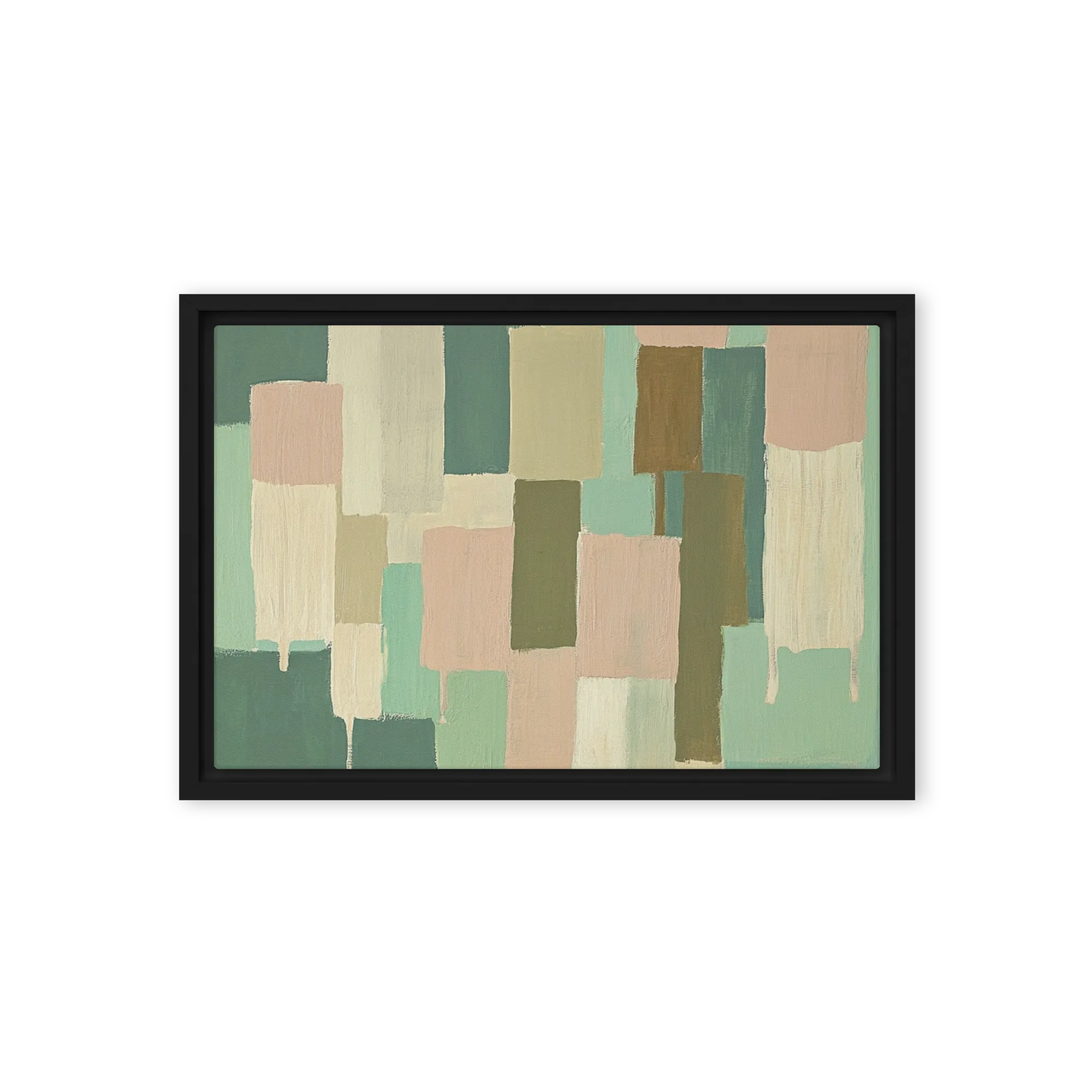 Sage Green Harmony 
 Canvas with Brown Frame