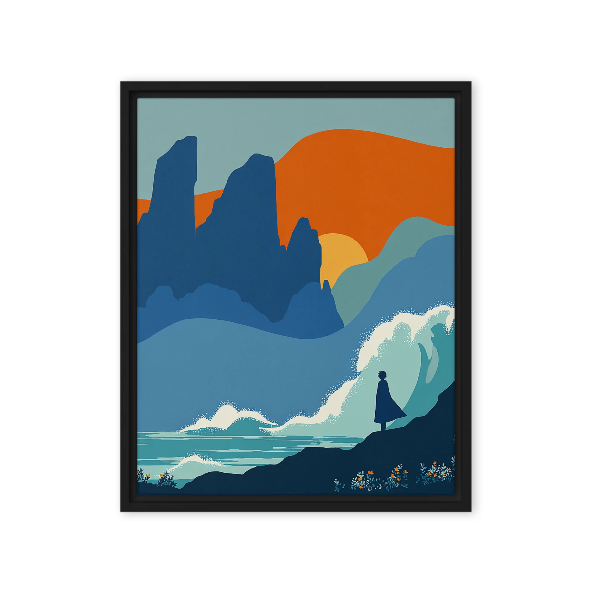 Solitary Figure at Sunset Coast