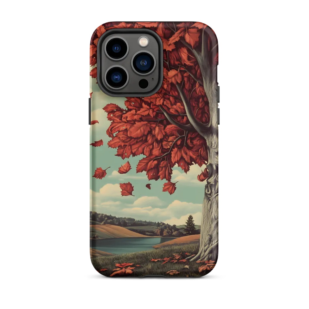 Autumn Landscape with Red Tree | Phone Case