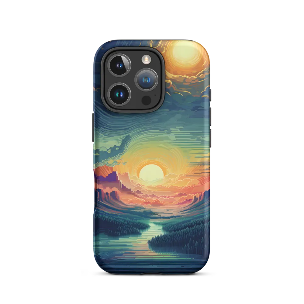 Serene Sunset Landscape Illustration | Phone Case