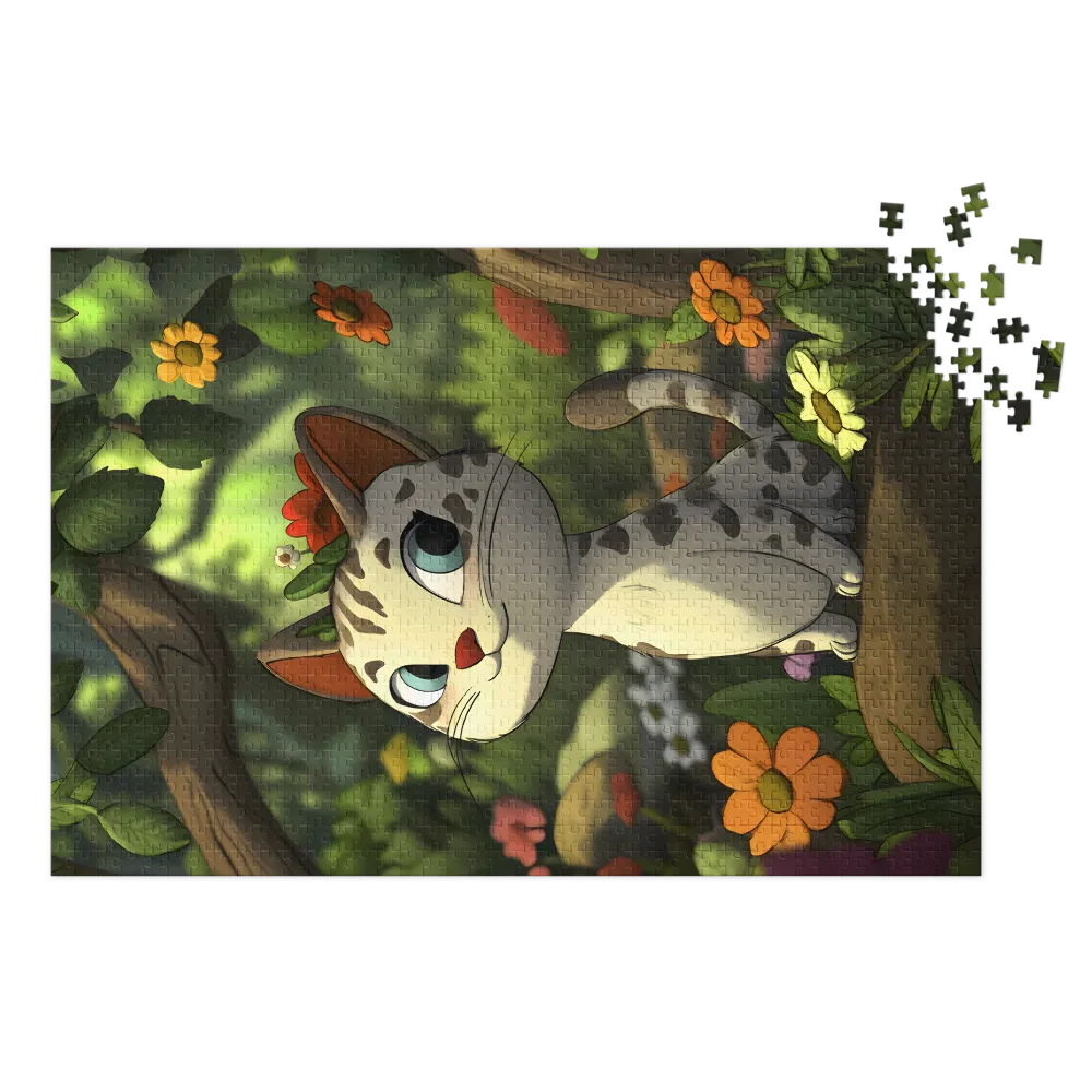 Whimsical Forest Kitten 
 Jigsaw Puzzle in Tin Box