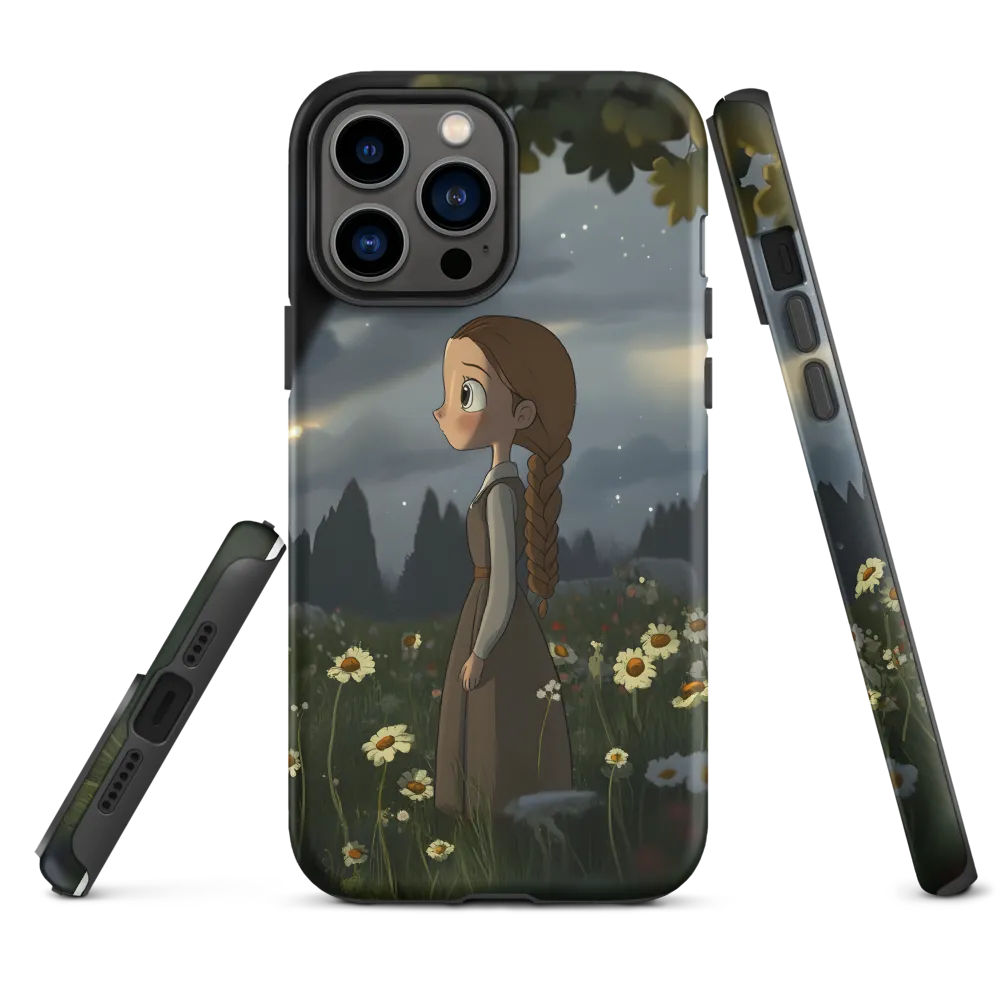 Animated Girl in Flower Field | Phone Case