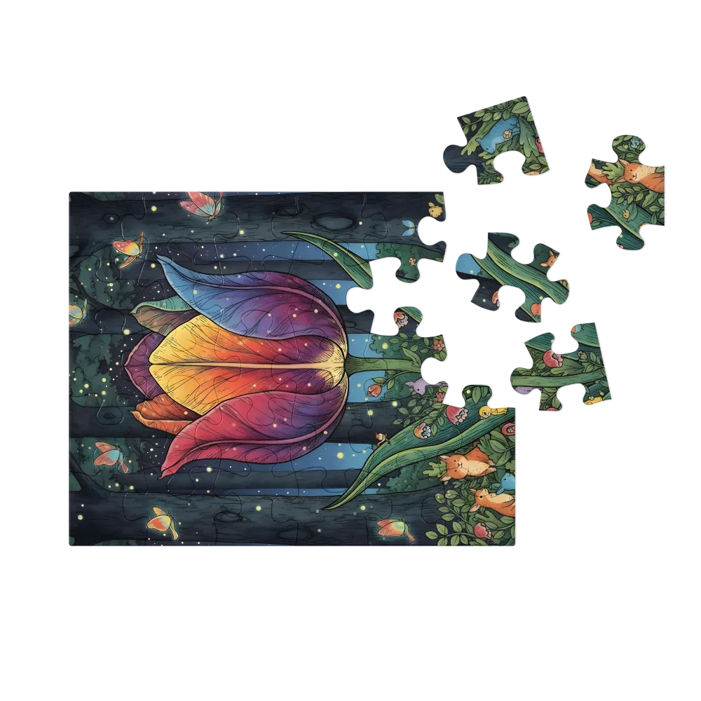 Enchanted Tulip 
 Jigsaw Puzzle in Tin Box