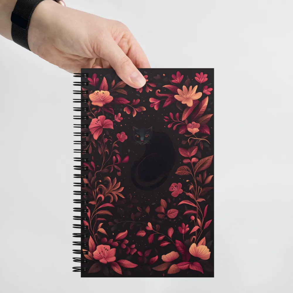 Nocturnal Floral Cat 
 Spiral Notebook | 140 pages