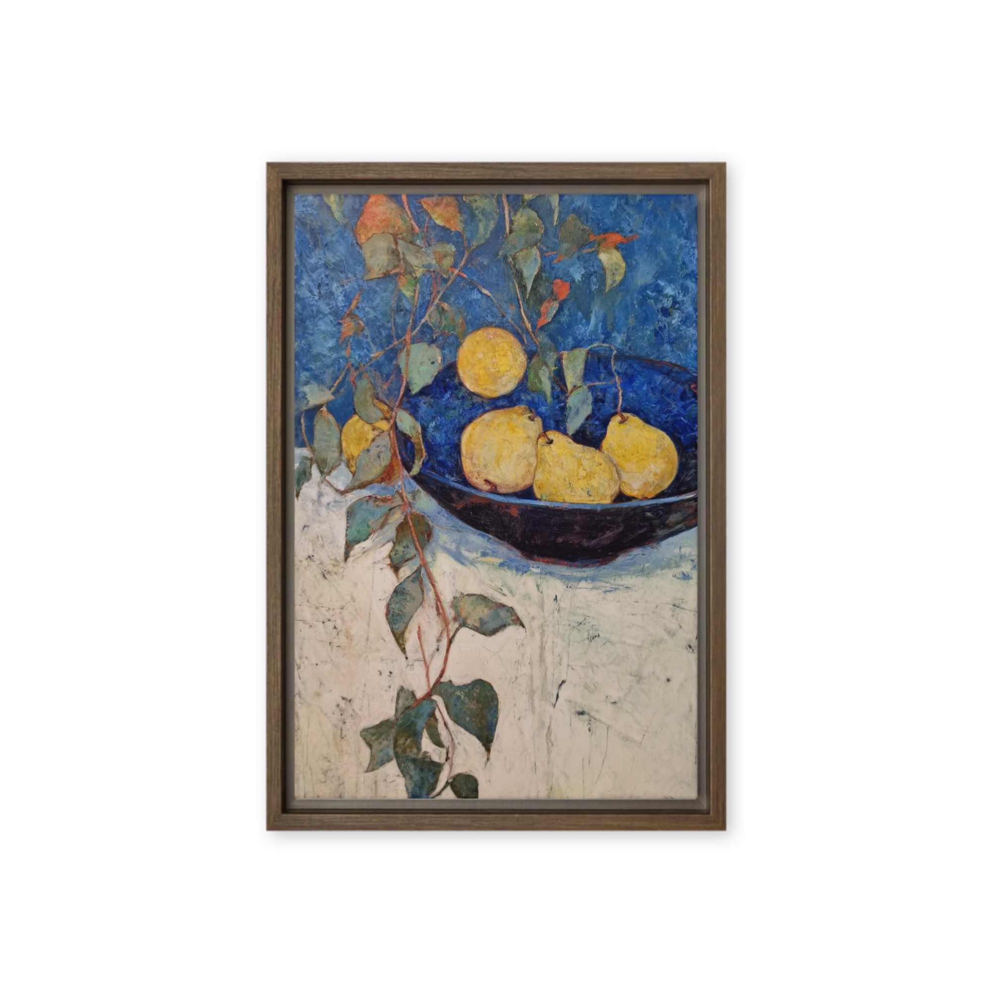 Yellow Pears in Blue Bowl | Art Print