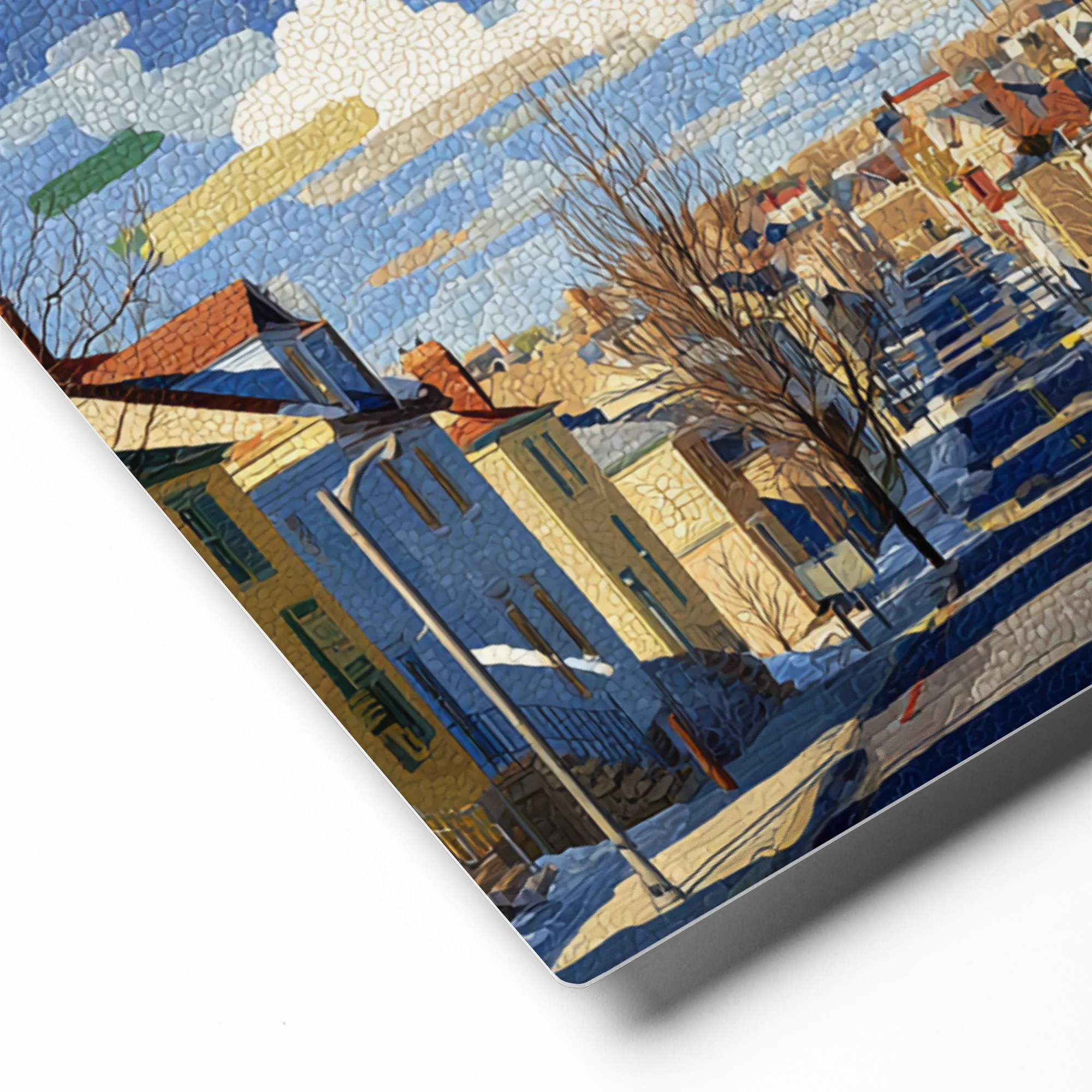 Steep Street Mosaic 
 Canvas with White Frame