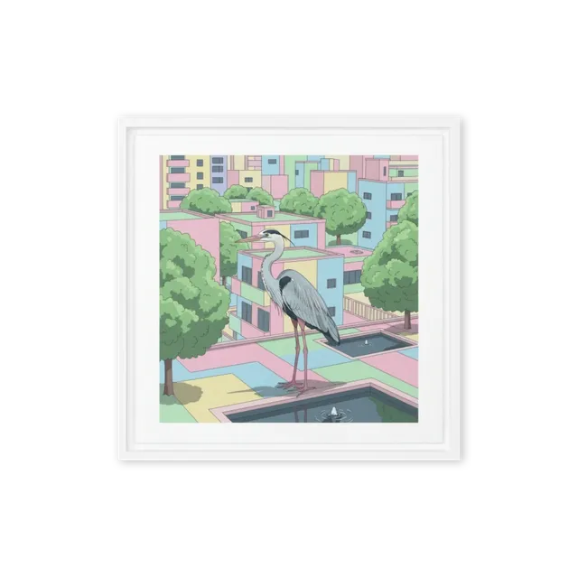 Pastel City Heron | Art Print