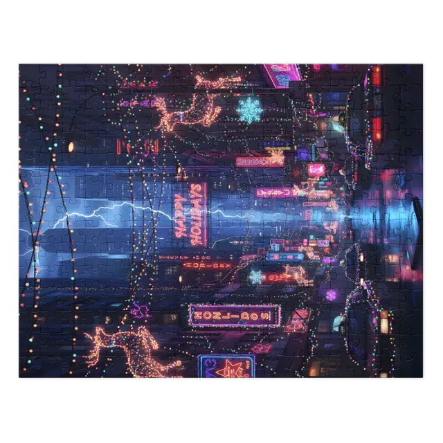Neon Holiday Street | Jigsaw Puzzles