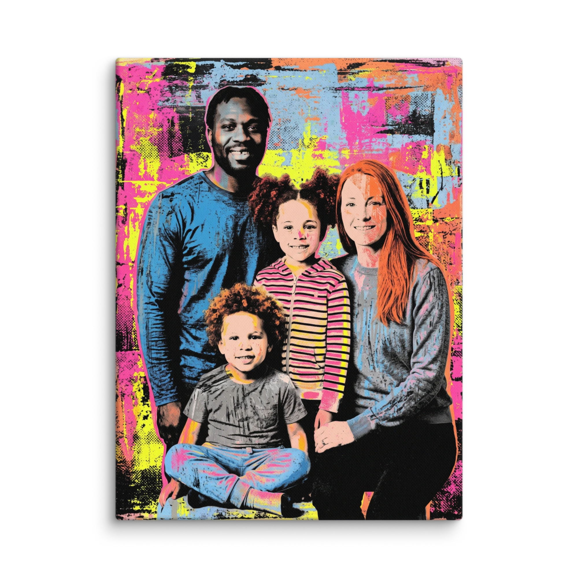 Family Portrait — Neon Linocut