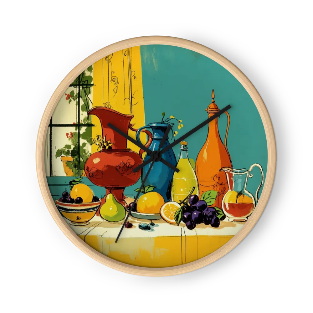 Mid-Century Pitchers and Fruit Still Life | Wall Clock