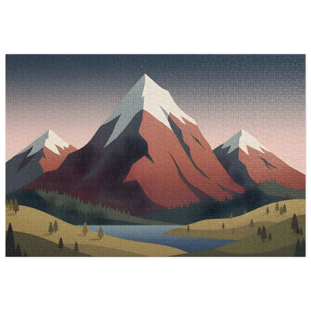 Lago Montanhoso Estrelado 
 Puzzle em caixa de metal