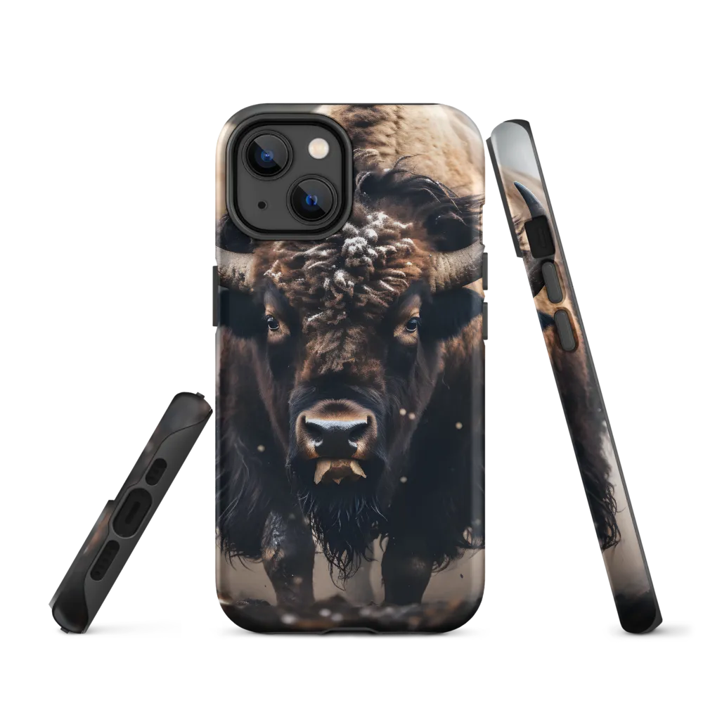 Bison Charging in Mist | Phone Case