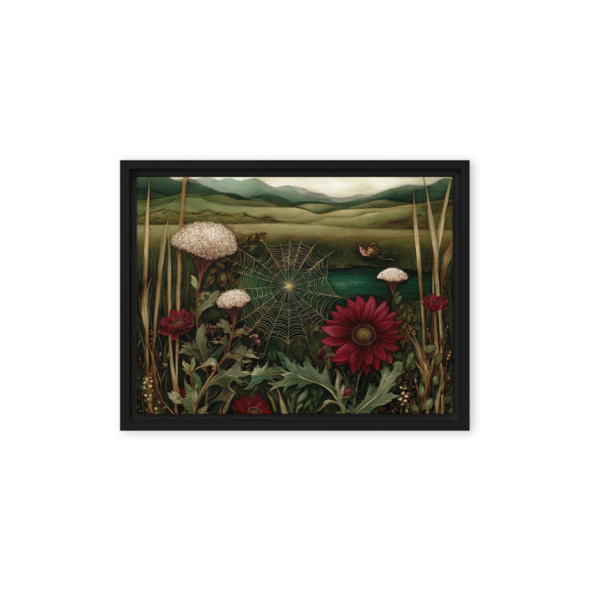 Mirrored Poppies On Dark Moss — Symmetry In Bloom