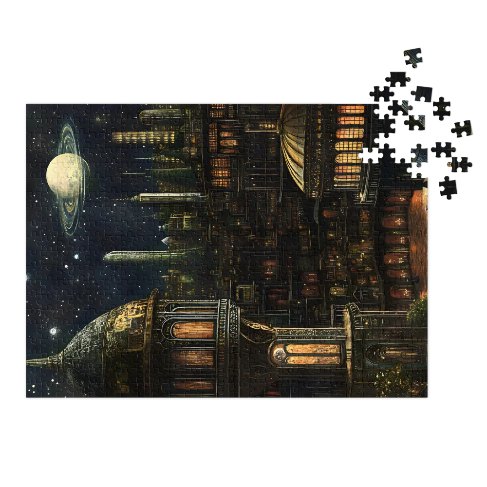 Paisagem Urbana Gótica Celestial 
 Puzzle em caixa de metal