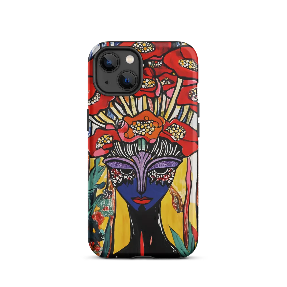 Stylized Portrait of Woman with Flowers | Phone Case