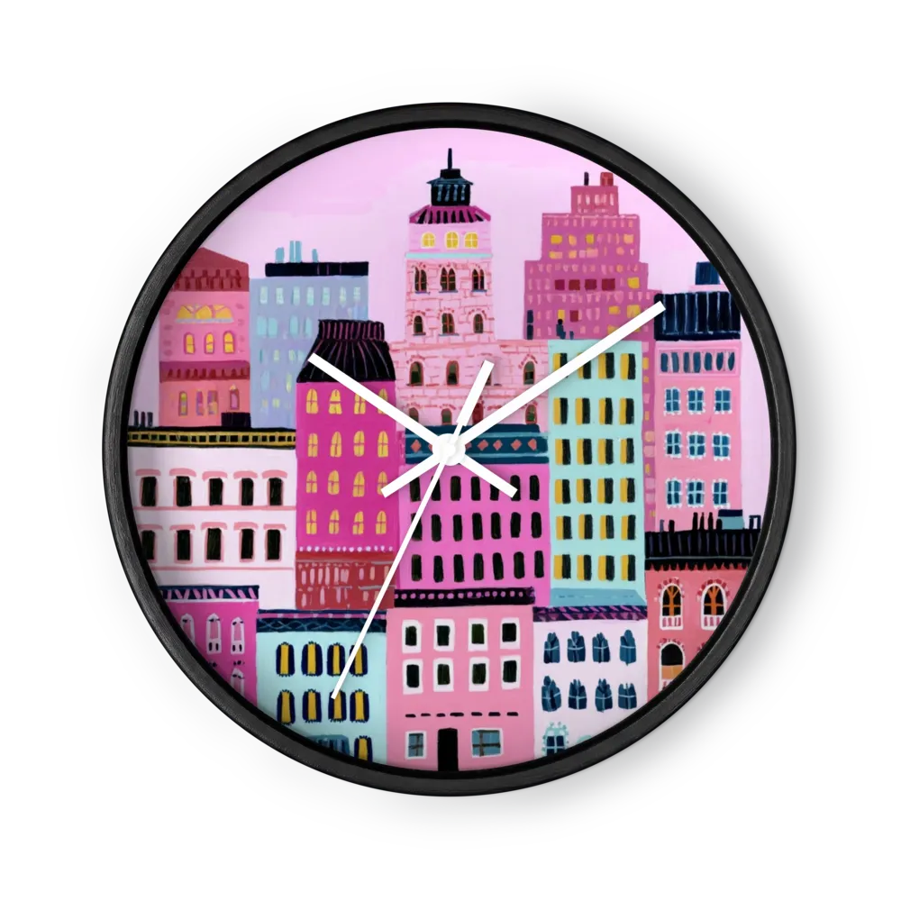 Pink Cityscape | Wall Clock