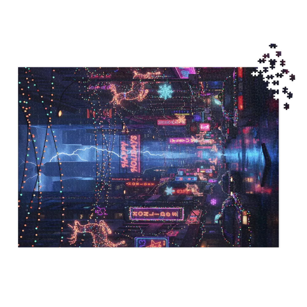 Neon Holiday Street