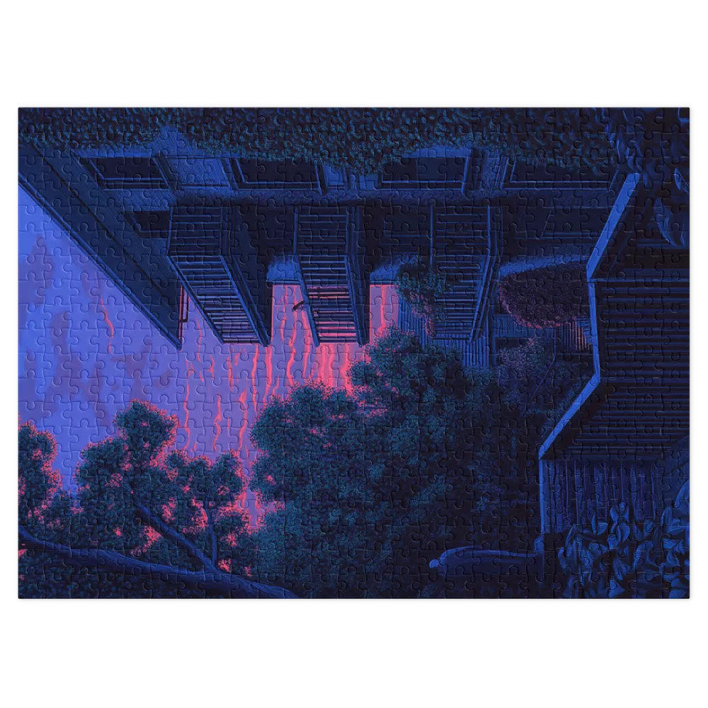 Twilight Balcony View 
 Jigsaw Puzzle in Tin Box