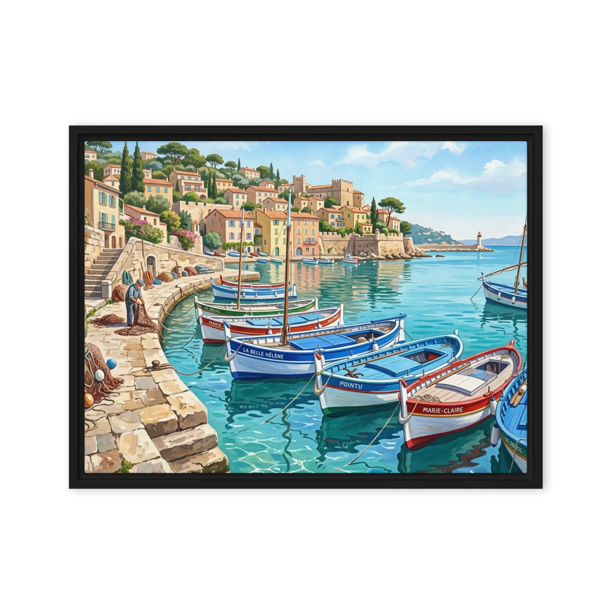 Mediterranean Harbor Village 
 Poster with White Frame | 18″x 24″