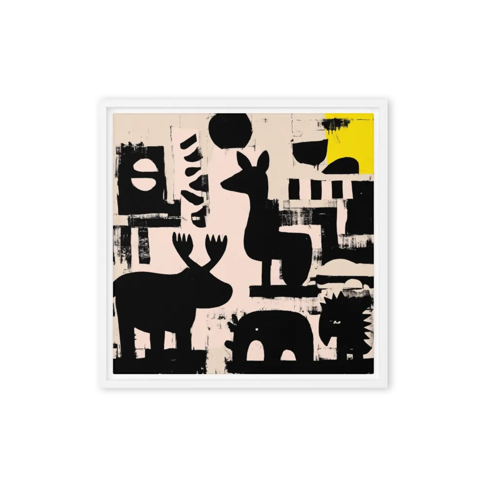 Fauna Silhouettes 
 Canvas with White Frame