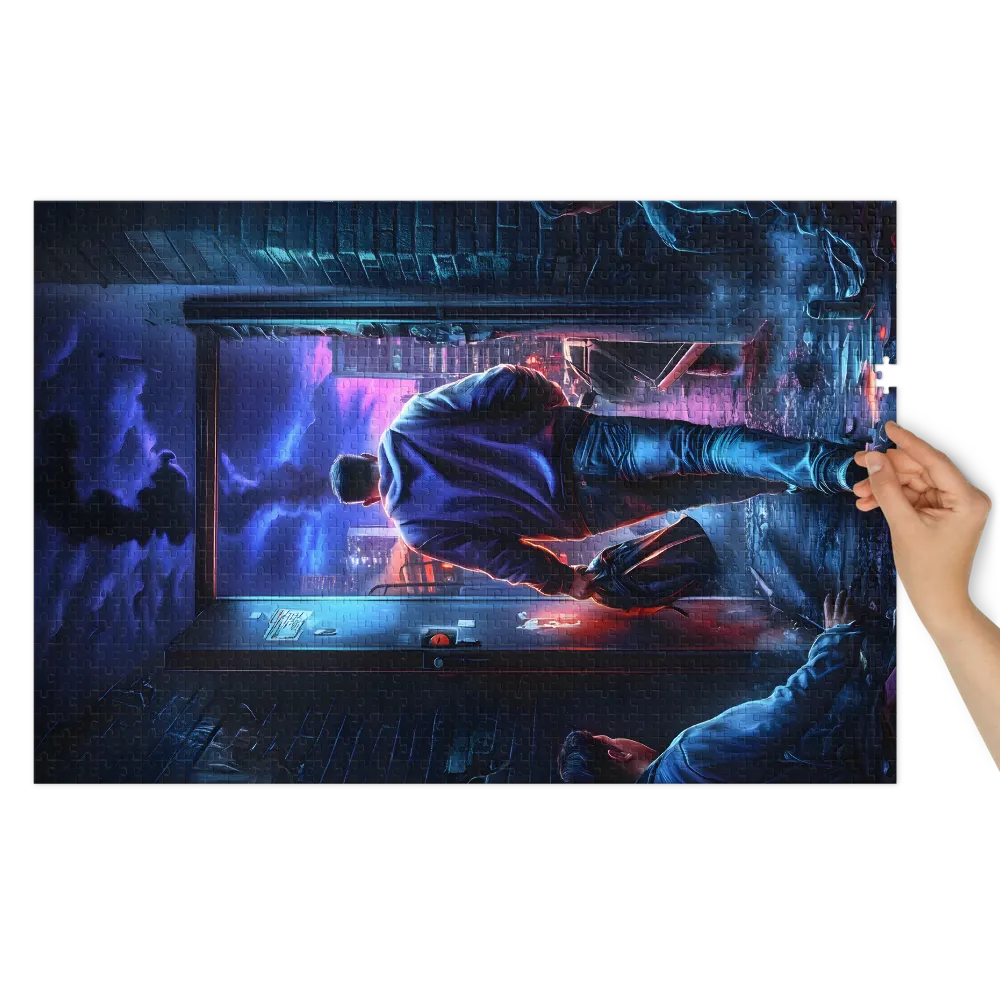 Gateway to the Neon City 
 Jigsaw Puzzle in Tin Box