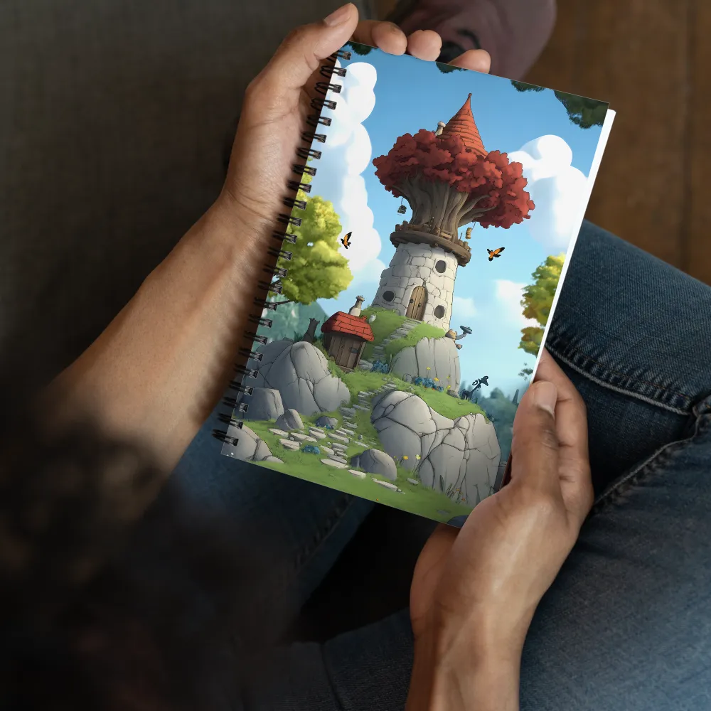 Whimsical Treehouse on a Hill 
 Spiral Notebook | 140 pages