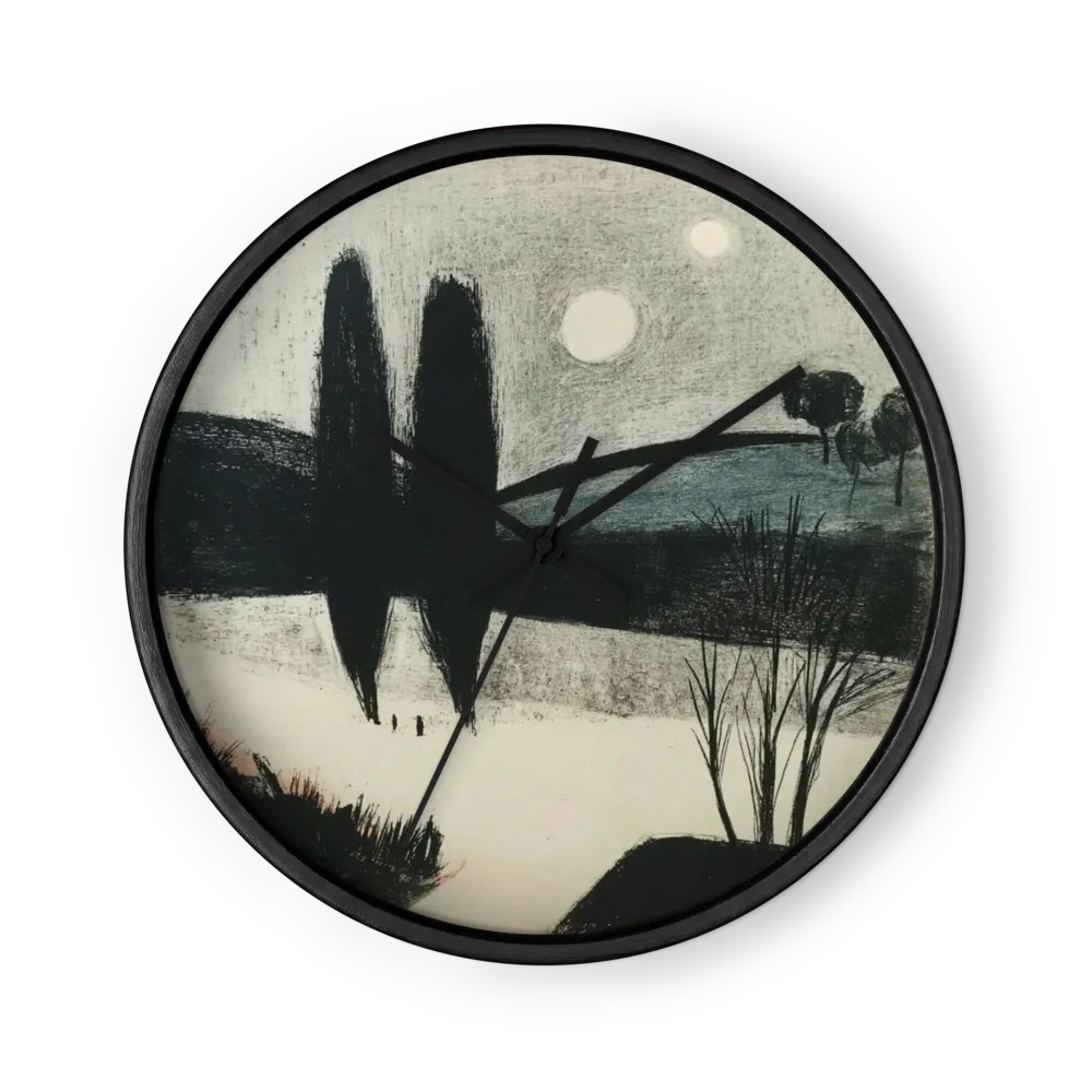 Twin Moons and Cypress Trees | Wall Clock