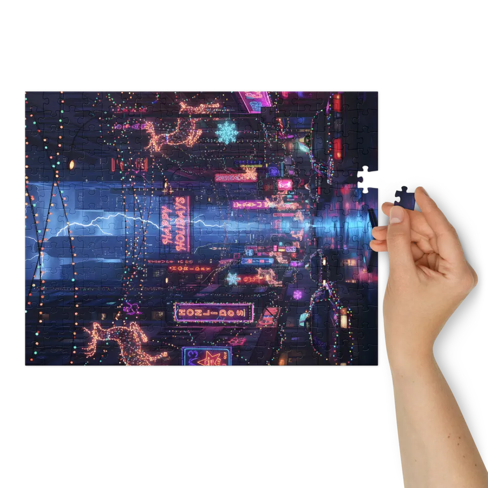 Neon Holiday Street | Jigsaw Puzzles