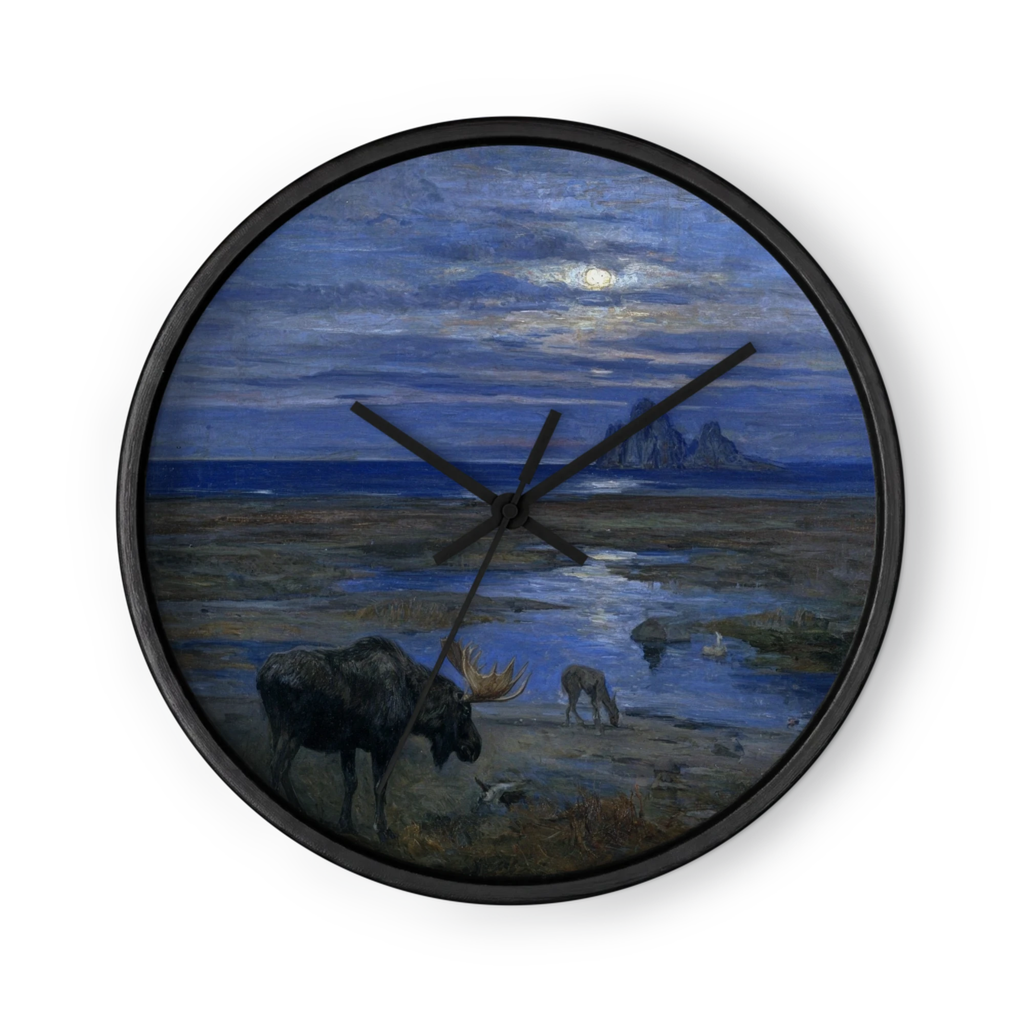 Moose in Moonlit Landscape